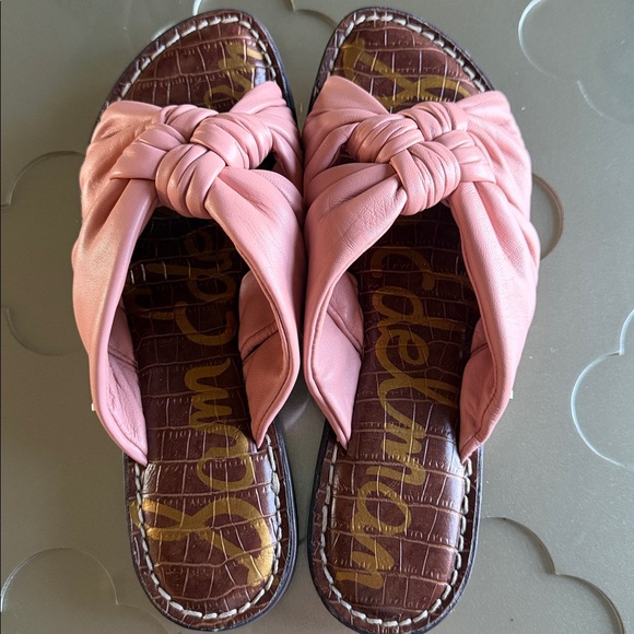 SAM EDELMAN Garson Pink Knotted Leather Slide Sandals Women’s Size 7.5 - Picture 10 of 16